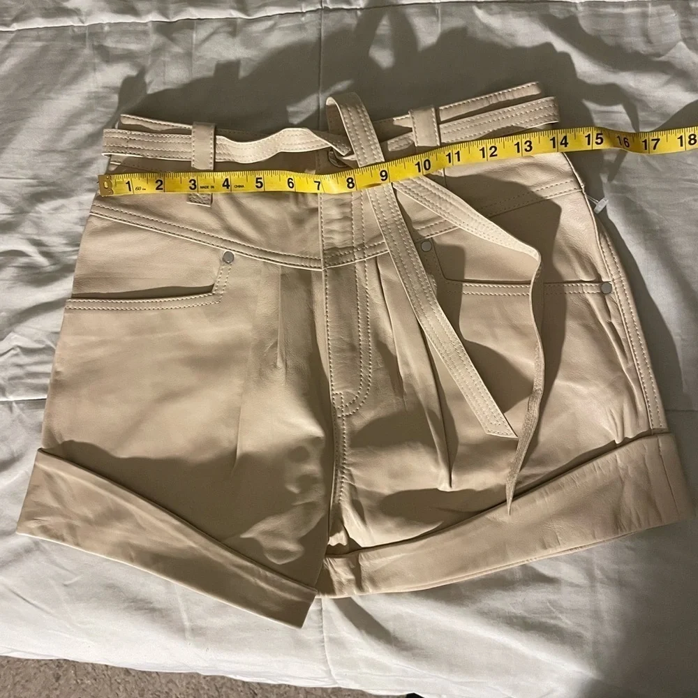 Revolve L’Academie Savon cream leather shorts